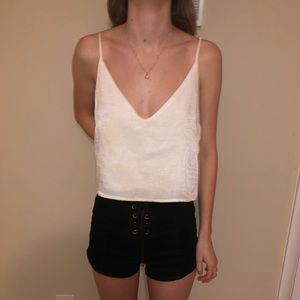 Honey Punch Satin White Crop Top